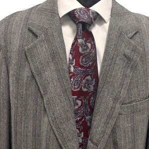 Vintage O'Connell Lucas Chelf Blazer 44L‎ Gray Herringbone Sport Coat Quiet LUX